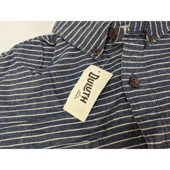 Duluth Trading Men's L‎ Free Swingin' Flannel Relaxed Fit Shirt Blue Striped - Picture 9 of 14